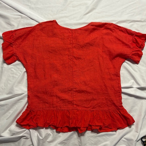 Red Ruffle Hem Blouse - Picture 2 of 5